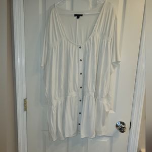 Lane Bryant size 30/32 off- white baby doll short sleeve button down blouse